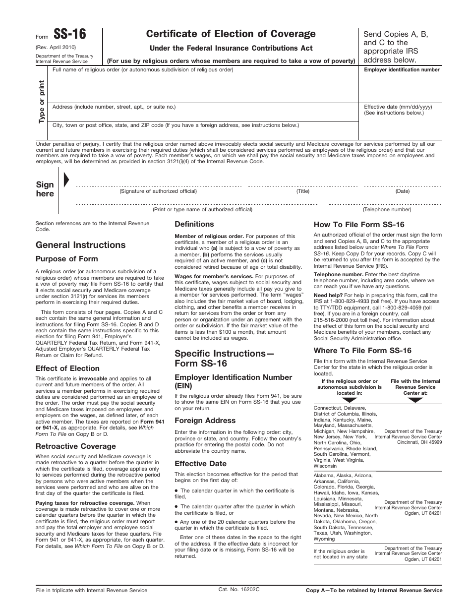 IRS Form SS-16 - Fill Out, Sign Online and Download Fillable PDF ...