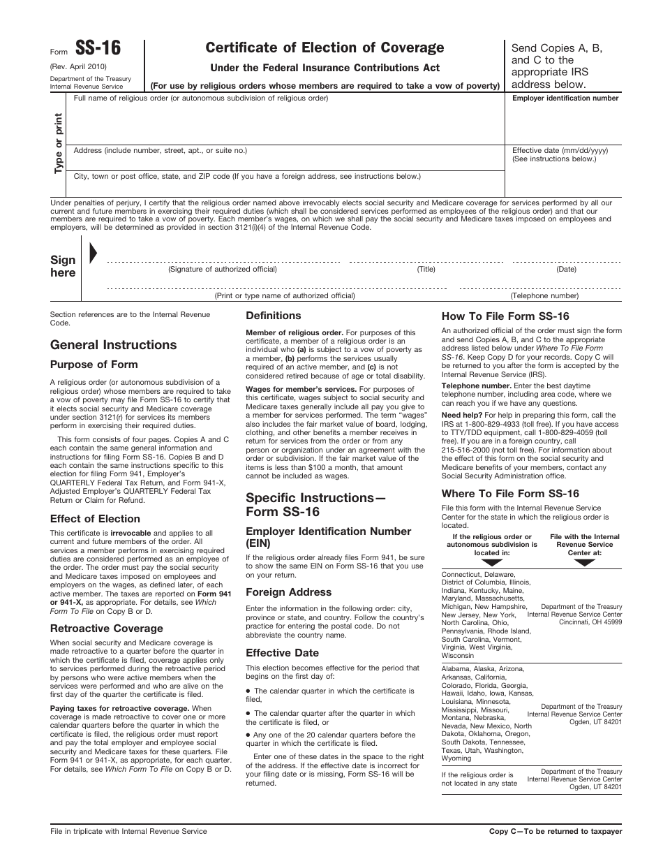 IRS Form SS-16 Certificate of Election of Coverage, Page 3