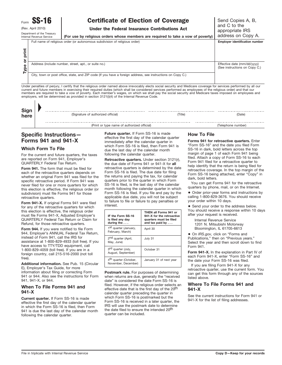 IRS Form SS-16 Certificate of Election of Coverage, Page 4