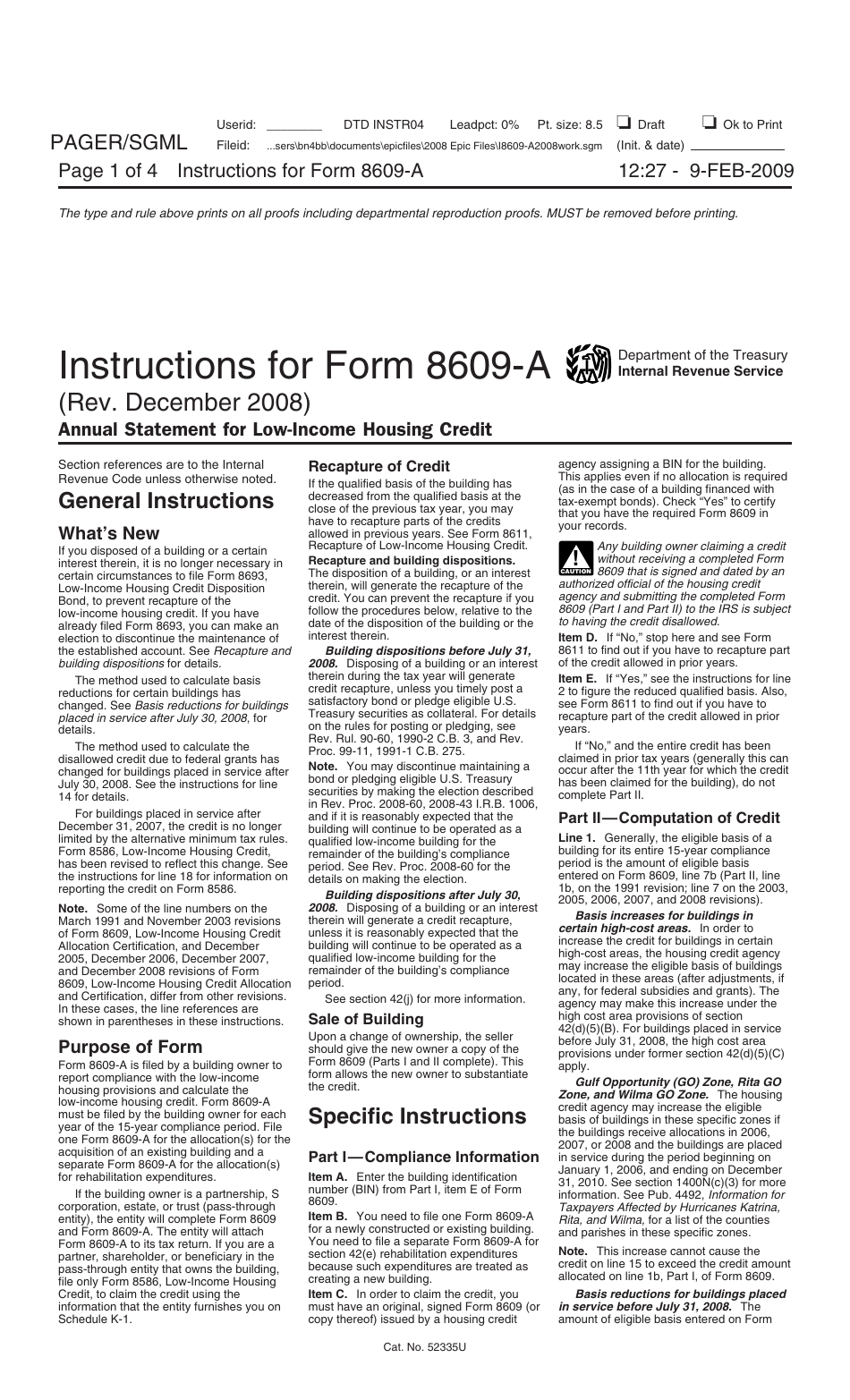 Instructions for IRS Form 8609-A Annual Statement for Low-Income Housing Credit, Page 1