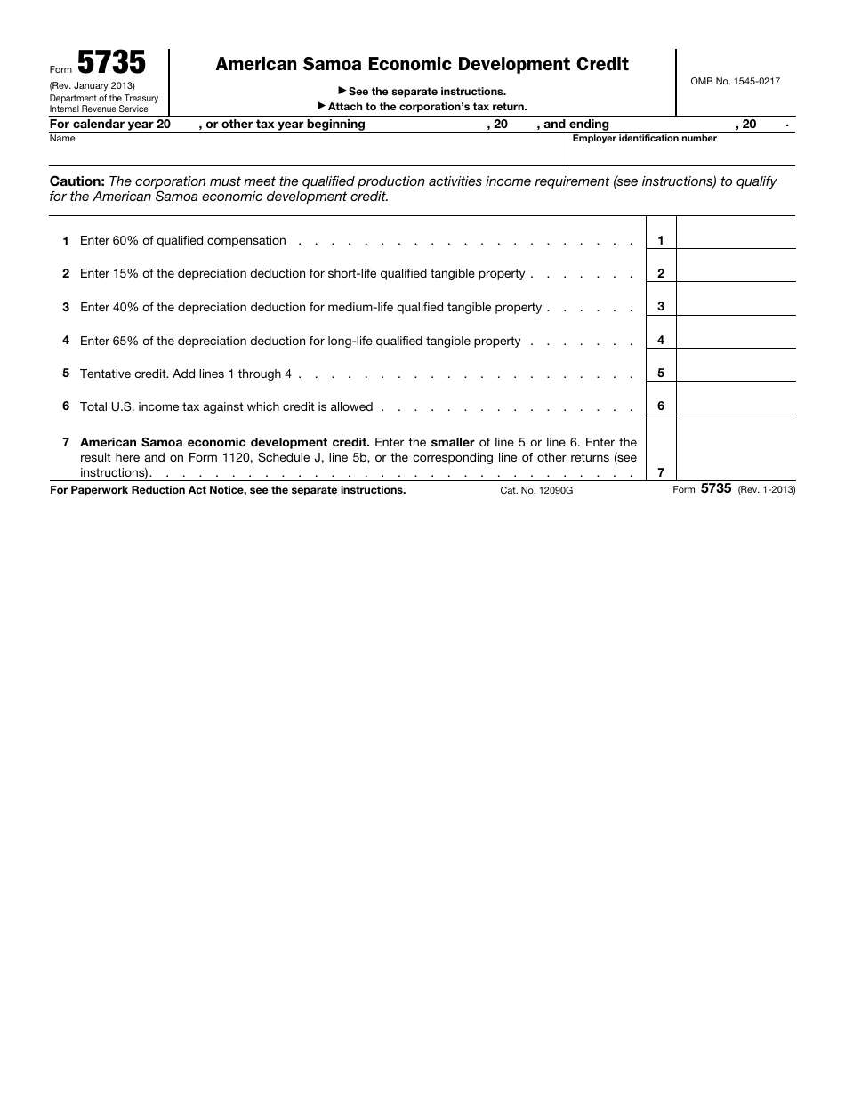 IRS Form 5735 American Samoa Economic Development Credit, Page 1