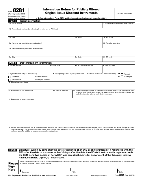 IRS Form 8281  Printable Pdf