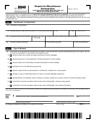 Document preview: IRS Form 8940 Request for Miscellaneous Determination