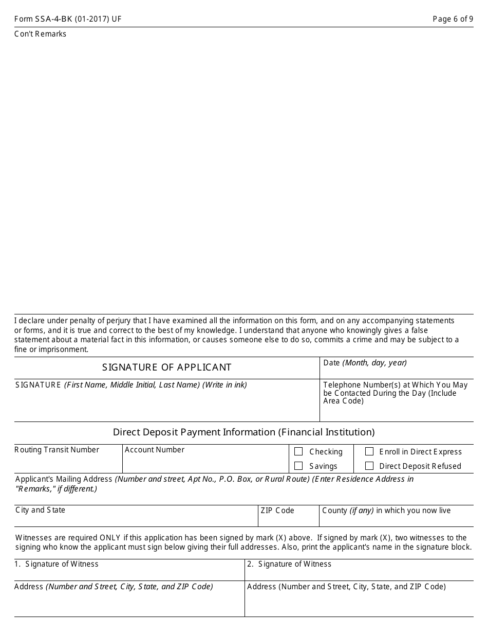 Form SSA-4-BK Application for Childs Insurance Benefits, Page 6