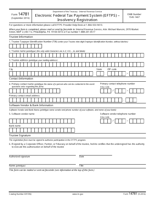 IRS Form 14781  Printable Pdf