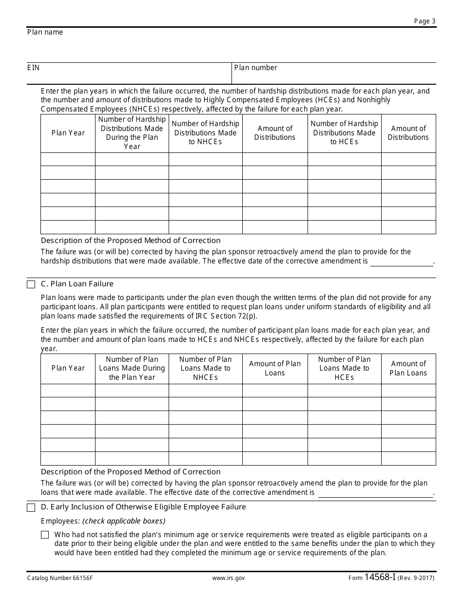 IRS Form 14568-I Schedule 9 Limited Safe Harbor Correction by Plan Amendment, Page 3
