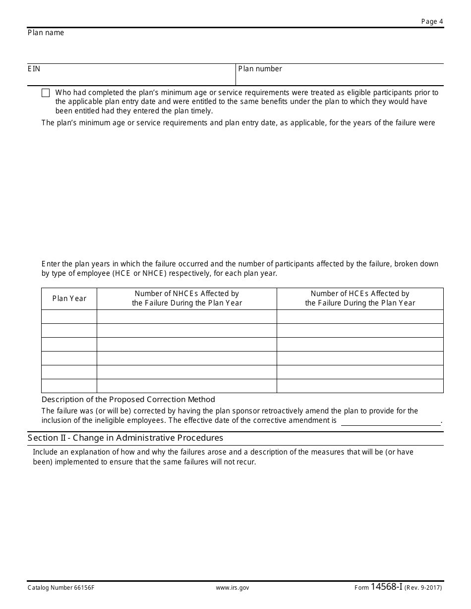 IRS Form 14568-I Schedule 9 Limited Safe Harbor Correction by Plan Amendment, Page 4