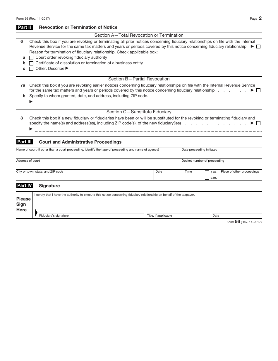 IRS Form 56 - Fill Out, Sign Online And Download Fillable PDF ...