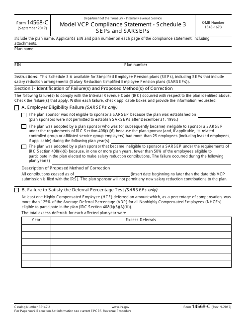 IRS Form 14568-C Schedule 3  Printable Pdf