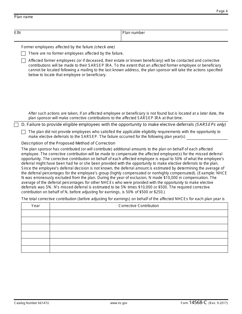 IRS Form 14568-C Schedule 3 Model Vcp Compliance Statement - Seps and Sarseps, Page 4
