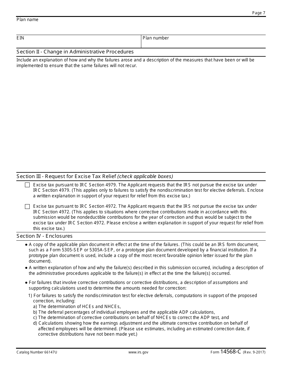 IRS Form 14568-C Schedule 3 Model Vcp Compliance Statement - Seps and Sarseps, Page 7