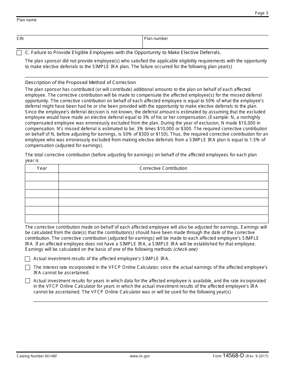 IRS Form 14568-D Schedule 4 Model Vcp Compliance Statement - Simple Iras, Page 3