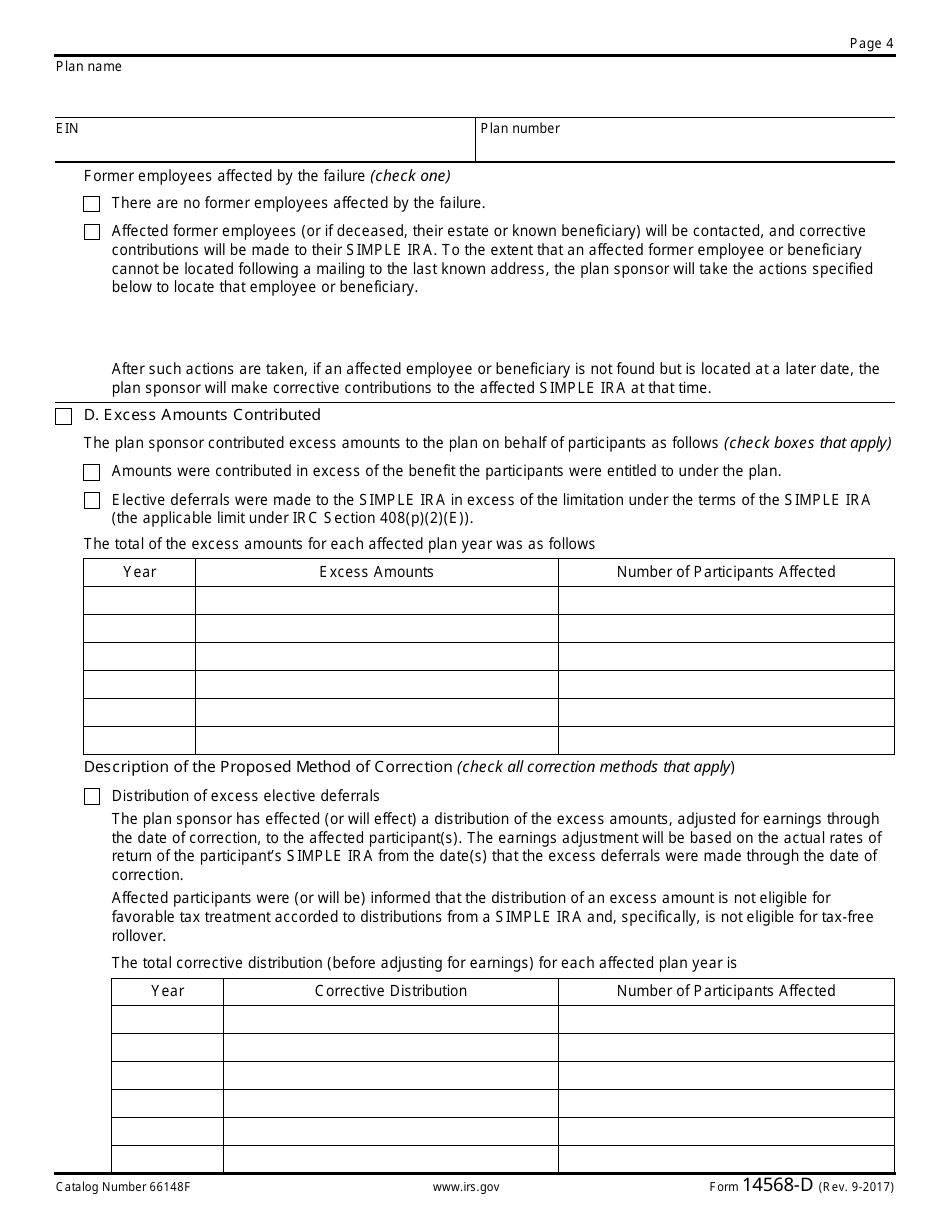 IRS Form 14568-D Schedule 4 Model Vcp Compliance Statement - Simple Iras, Page 4