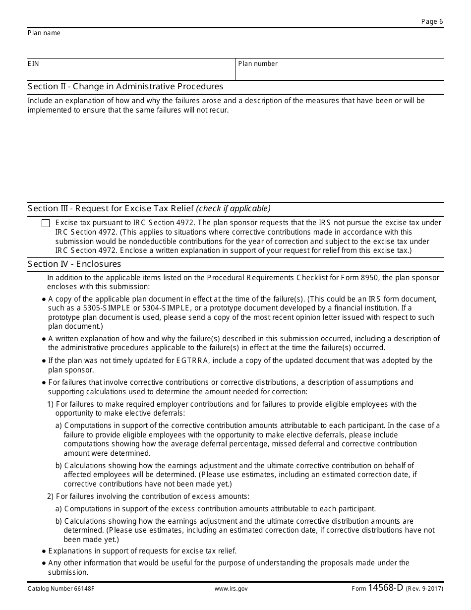 IRS Form 14568-D Schedule 4 Model Vcp Compliance Statement - Simple Iras, Page 6