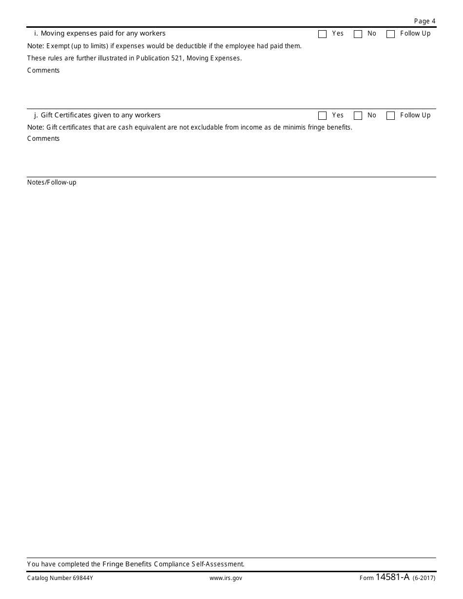 IRS Form 14581-A Fringe Benefits Compliance Self-assessment for Public Employers, Page 4