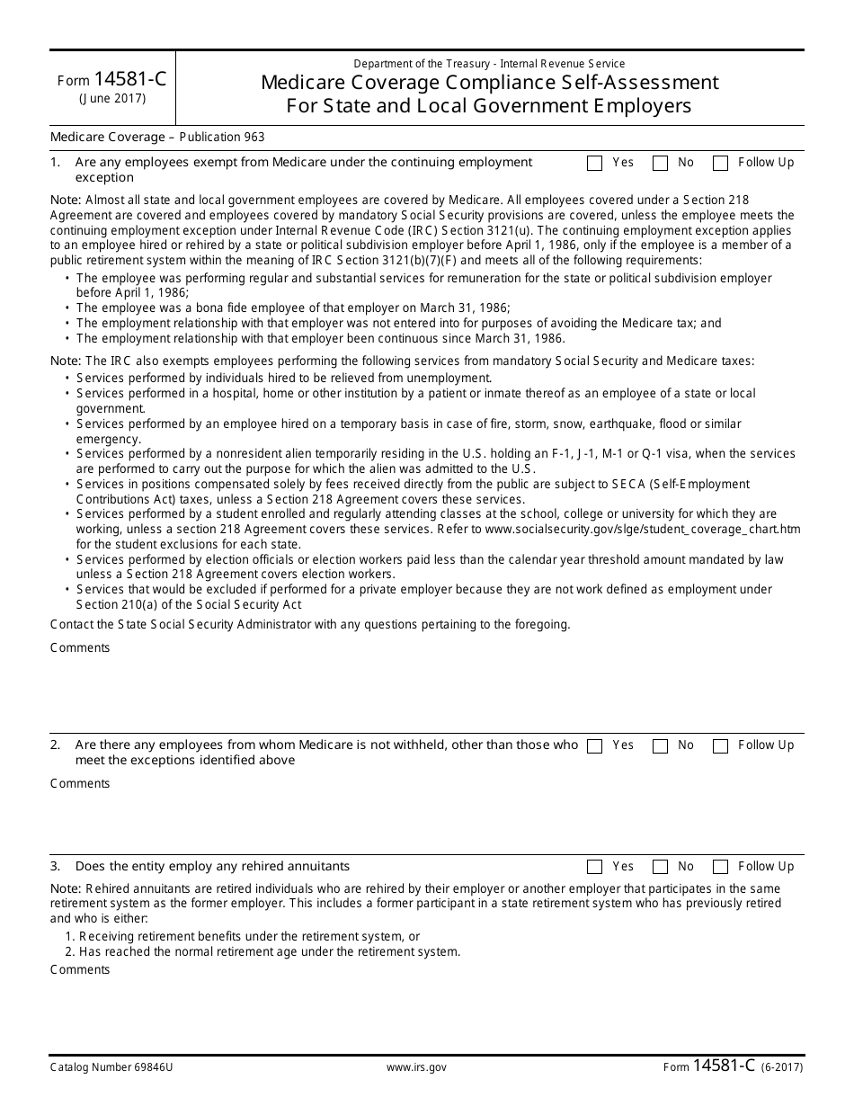 IRS Form 14581-C Medicare Coverage Compliance Self-assessment for State and Local Government Employers, Page 2