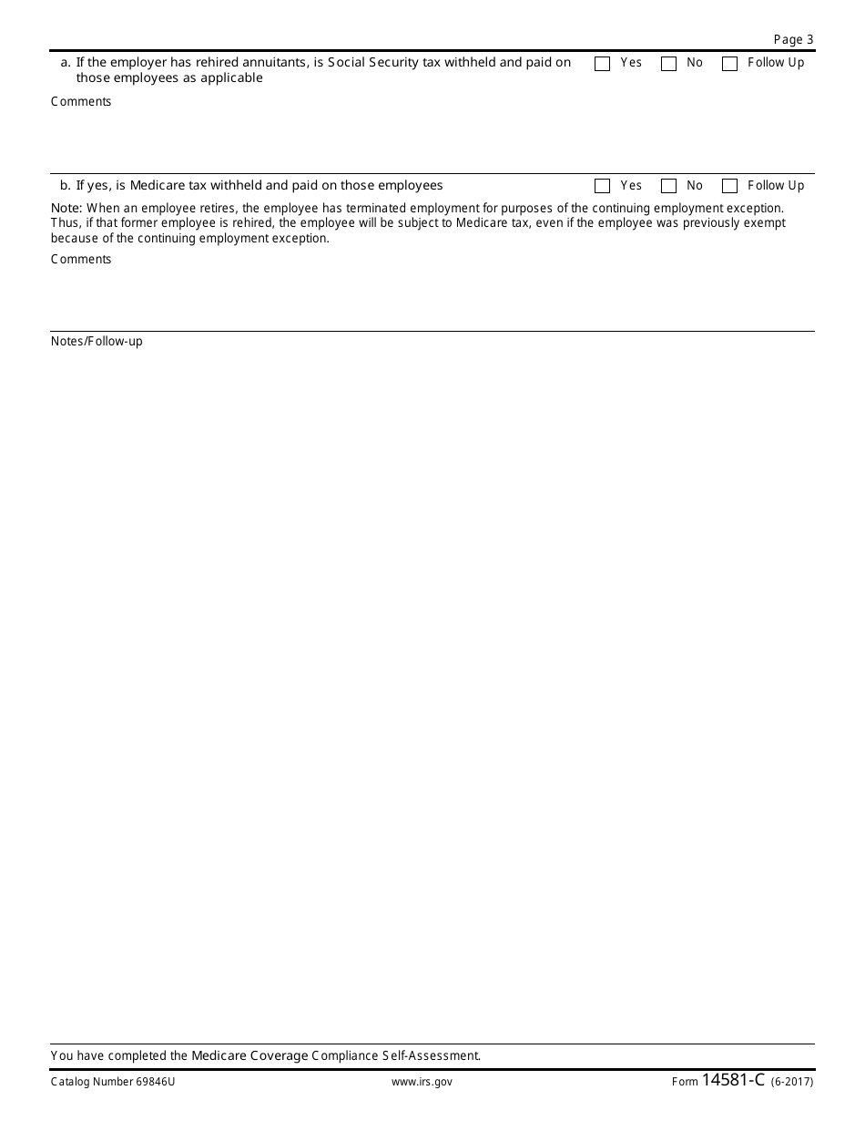 IRS Form 14581-C Medicare Coverage Compliance Self-assessment for State and Local Government Employers, Page 3