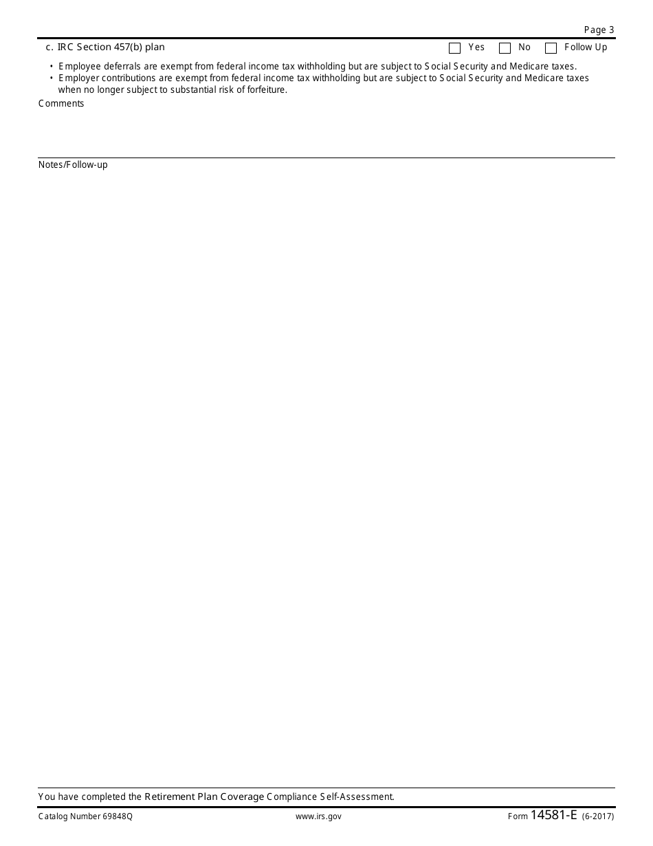 IRS Form 14581-E Retirement Plan Coverage Compliance Self-assessment for State and Local Government Entities, Page 3