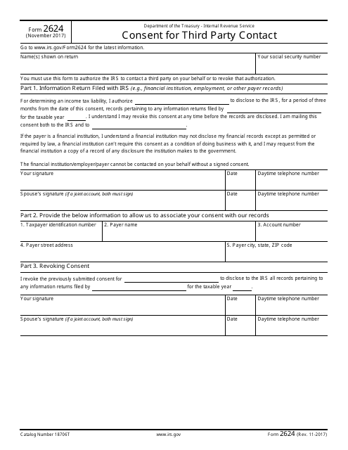 IRS Form 2624  Printable Pdf