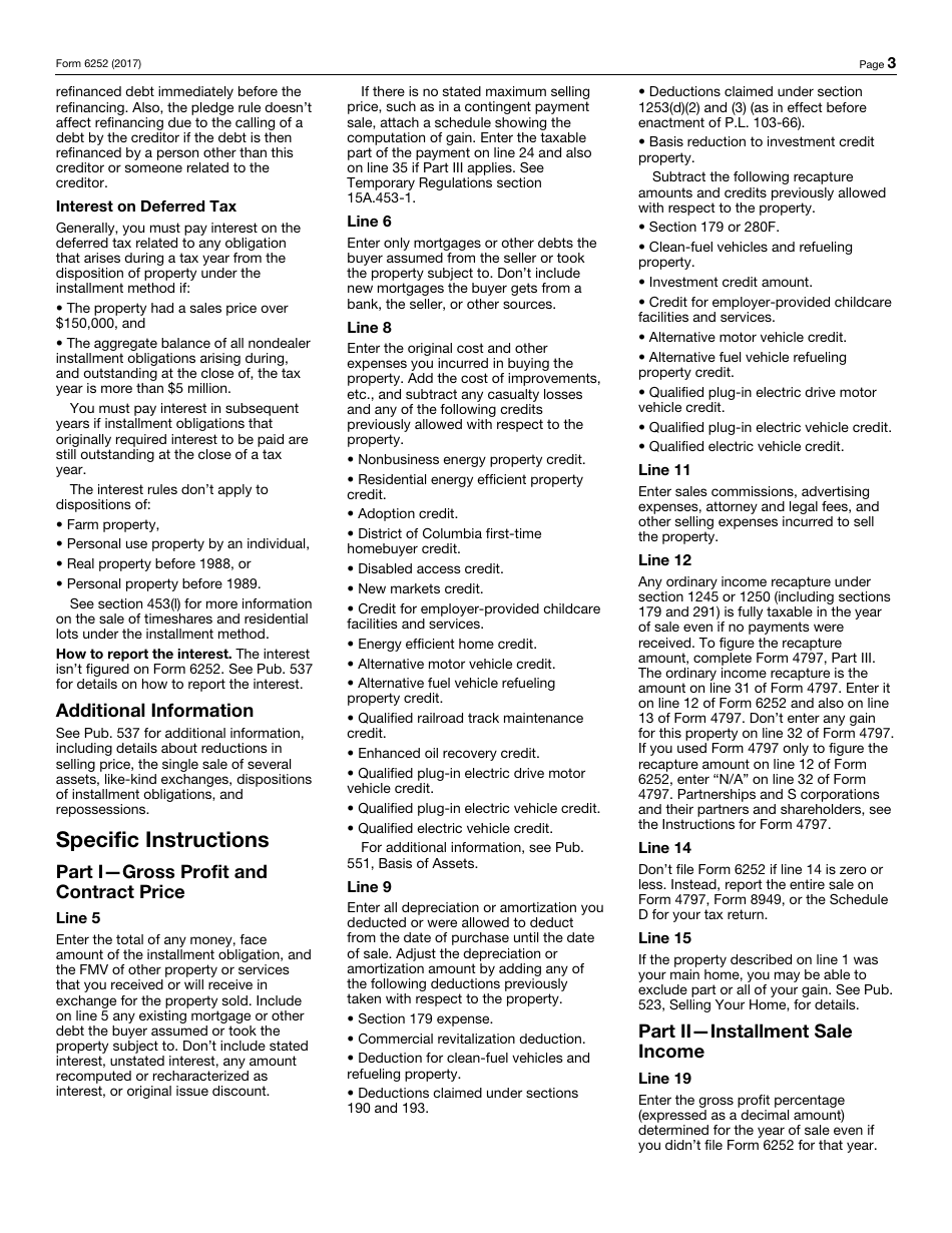 IRS Form 6252 Installment Sale Income, Page 3