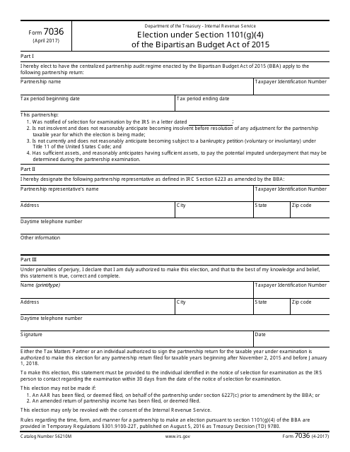 IRS Form 7036  Printable Pdf