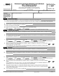 Document preview: IRS Form 8843 Statement for Exempt Individuals and Individuals With a Medical Condition