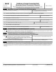 IRS Form W-14 Certificate of Foreign Contracting Party Receiving Federal Procurement Payments