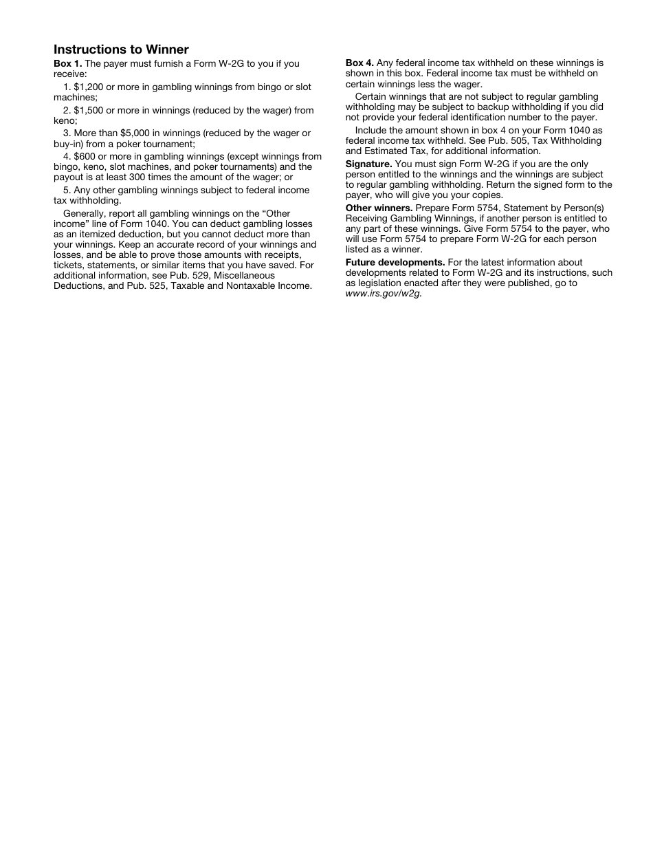 IRS Form W-2g Certain Gambling Winnings, Page 5