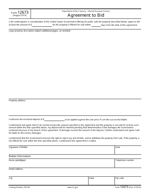 IRS Form 12673  Printable Pdf