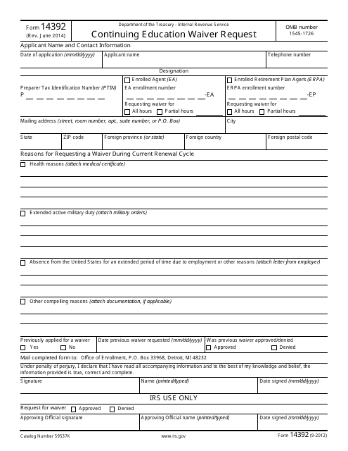 IRS Form 14392  Printable Pdf