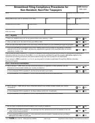 Document preview: IRS Form 14438 Streamlined Filing Compliance Procedures for Non-resident, Non-filer Taxpayers