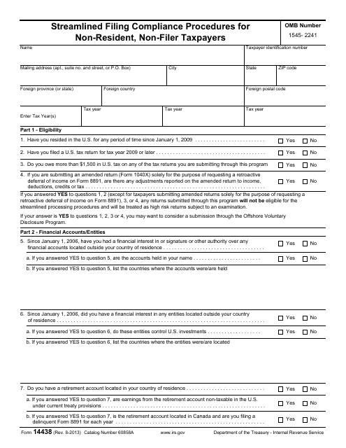 IRS Form 14438  Printable Pdf