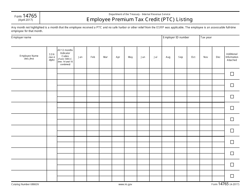 IRS Form 14765  Printable Pdf