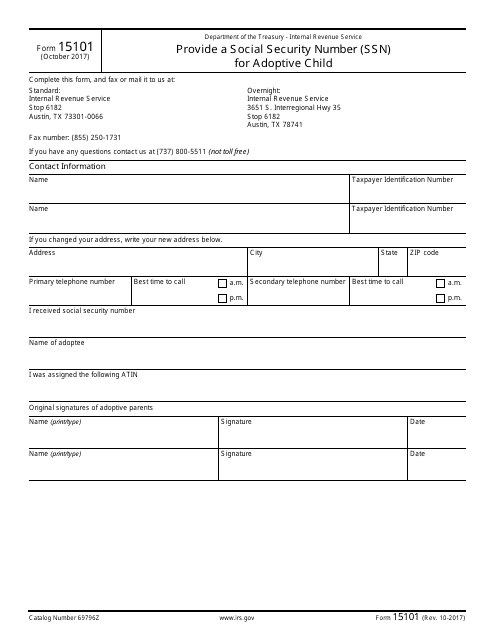 IRS Form 15101  Printable Pdf