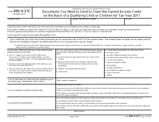 Document preview: IRS Form 886-H-EIC Documents You Need to Send to Claim the Earned Income Credit on the Basis of a Qualifying Child or Children