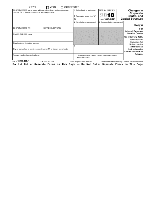 IRS Form 1099-CAP 2018 Printable Pdf