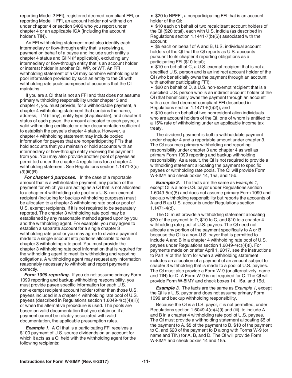 Instructions for IRS Form W-8IMY Certificate of Foreign Intermediary, Foreign Flow-Through Entity, or Certain U.S. Branches for United States Tax Withholding and Reporting, Page 11