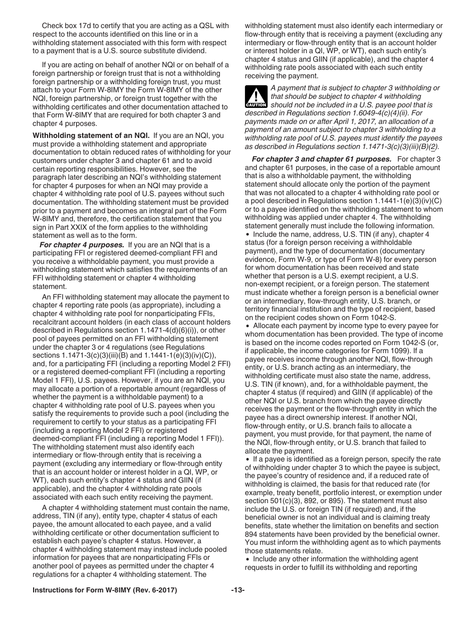 Instructions for IRS Form W-8IMY Certificate of Foreign Intermediary, Foreign Flow-Through Entity, or Certain U.S. Branches for United States Tax Withholding and Reporting, Page 13
