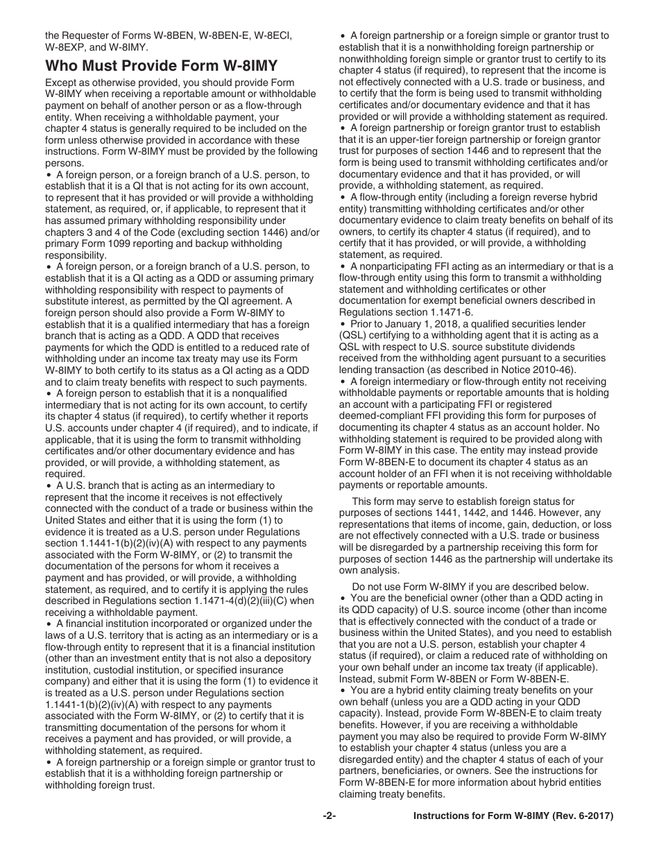 Instructions for IRS Form W-8IMY Certificate of Foreign Intermediary, Foreign Flow-Through Entity, or Certain U.S. Branches for United States Tax Withholding and Reporting, Page 2