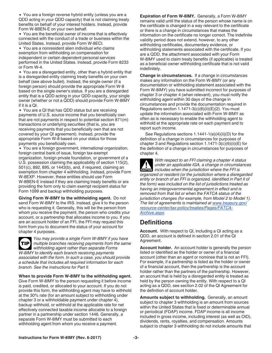 Instructions for IRS Form W-8IMY Certificate of Foreign Intermediary, Foreign Flow-Through Entity, or Certain U.S. Branches for United States Tax Withholding and Reporting, Page 3