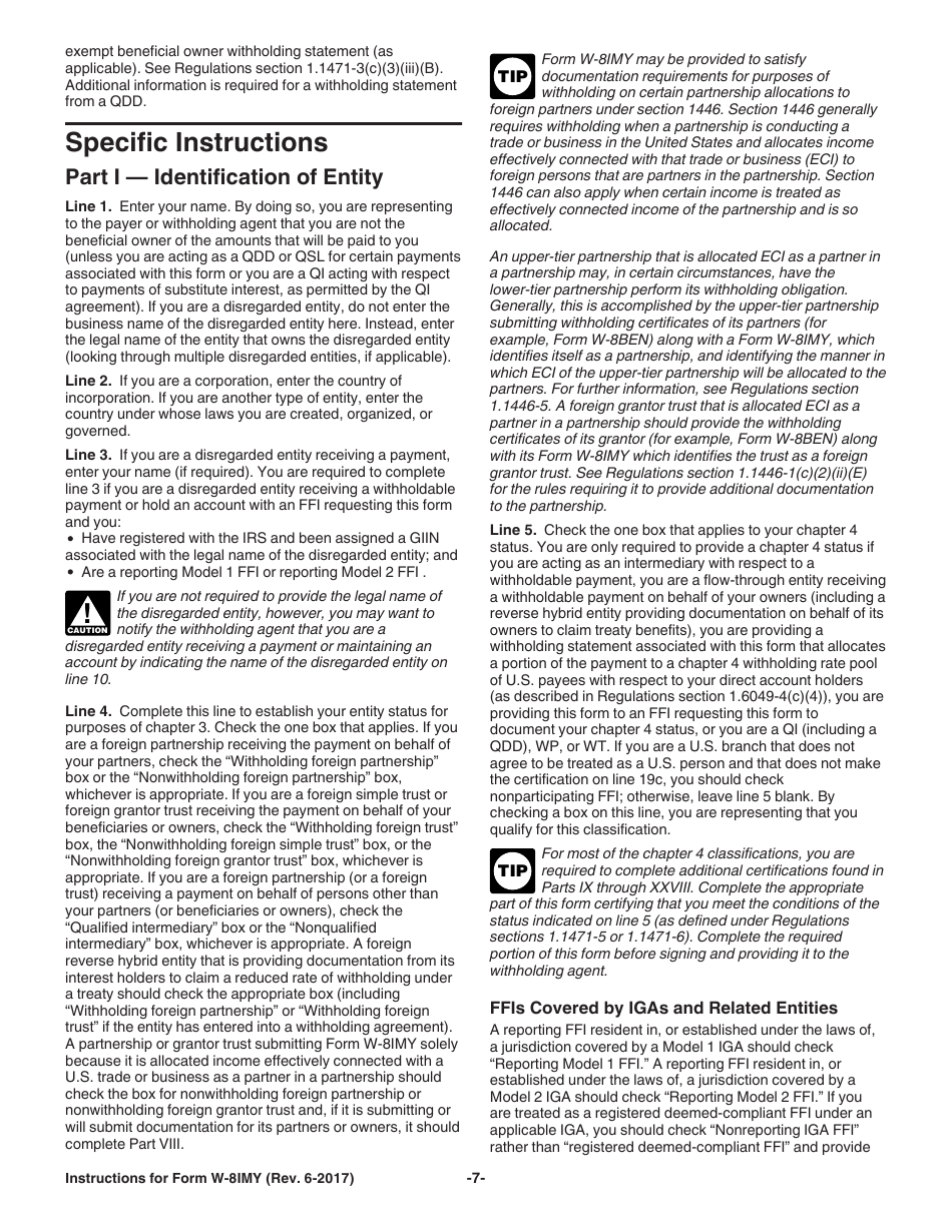Instructions for IRS Form W-8IMY Certificate of Foreign Intermediary, Foreign Flow-Through Entity, or Certain U.S. Branches for United States Tax Withholding and Reporting, Page 7
