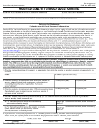 Document preview: Form SSA-150 Modified Benefits Formula Questionnaire