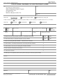 Document preview: Form SSA-199 Vocational Rehabilitation Provider Claim