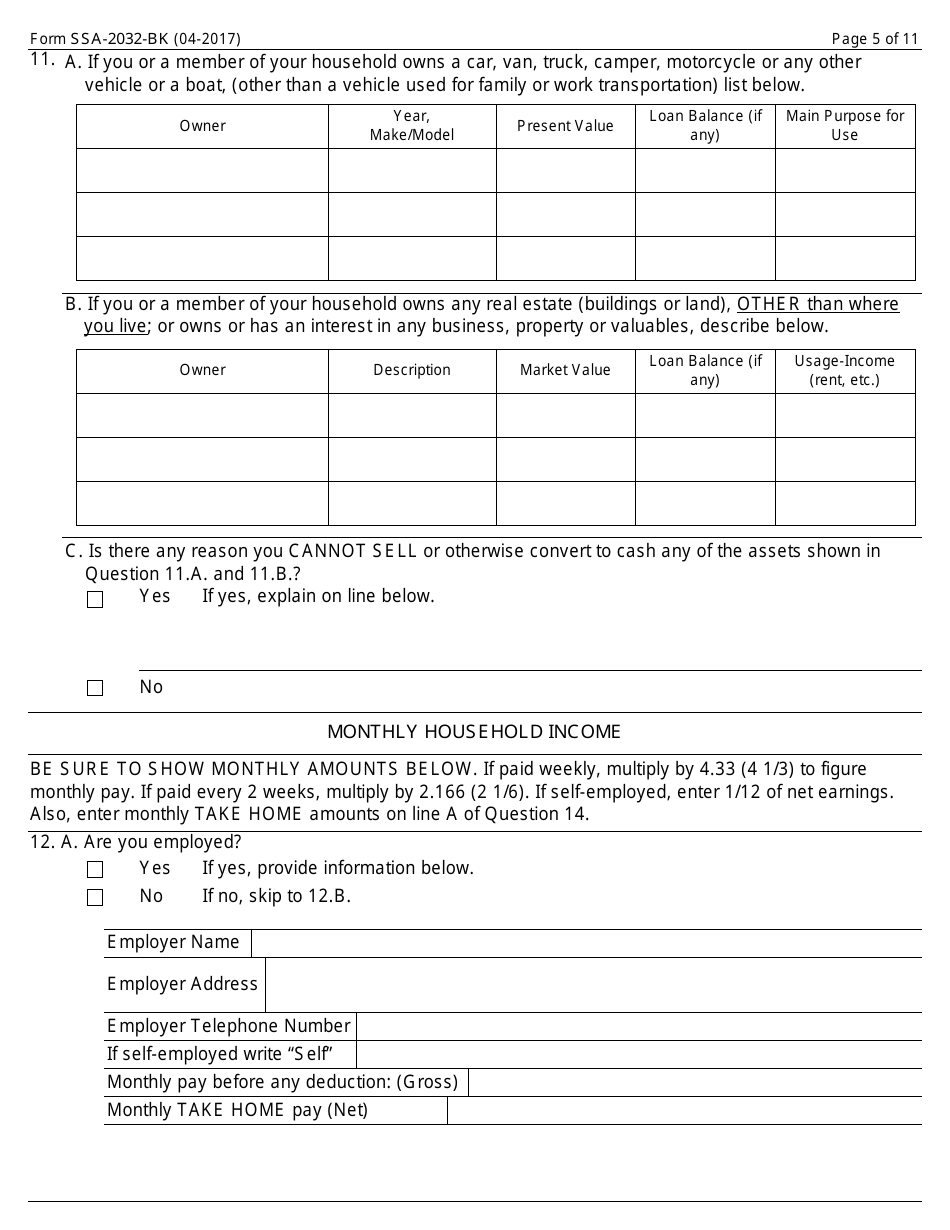 Form SSA-2032-BK Request for Waiver of Special Veterans Benefits (Svb) Overpayment Recovery or Change in Repayment Rate, Page 5