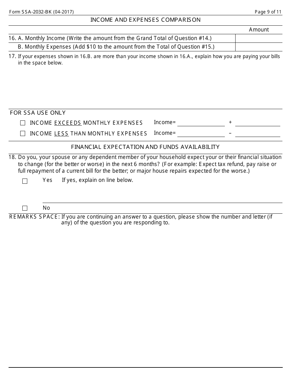 Form SSA-2032-BK Request for Waiver of Special Veterans Benefits (Svb) Overpayment Recovery or Change in Repayment Rate, Page 9
