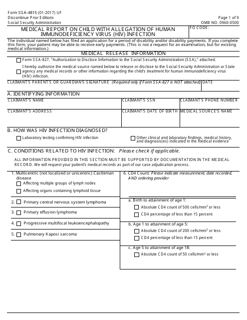Form SSA-4815  Printable Pdf