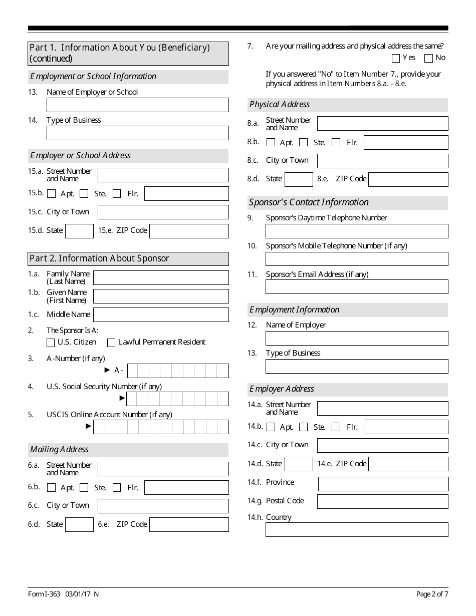 USCIS Form I-363 Request to Enforce Affidavit of Financial Support and Intent to Petition for Legal Custody for Public Law 97-359 Amerasian, Page 2