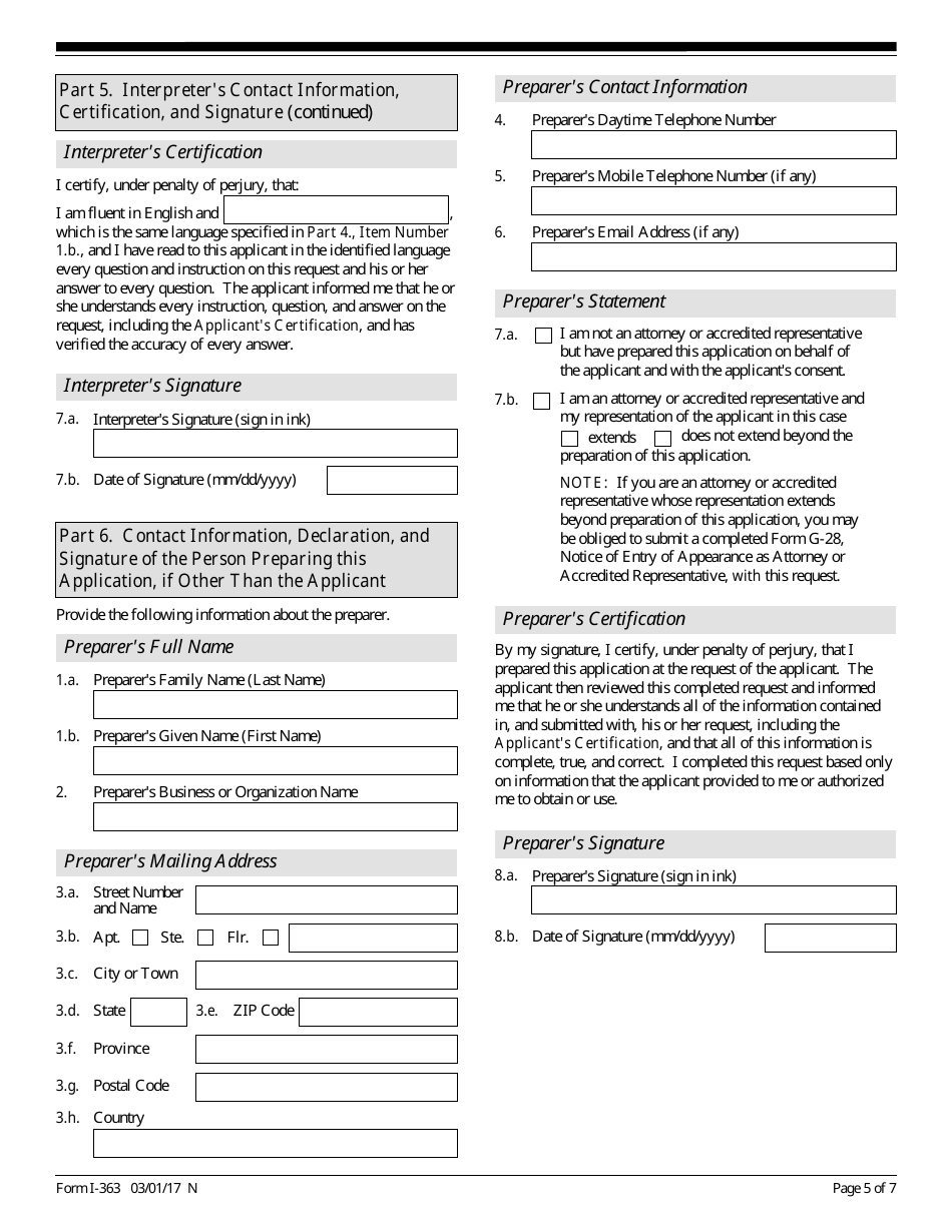 USCIS Form I-363 Request to Enforce Affidavit of Financial Support and Intent to Petition for Legal Custody for Public Law 97-359 Amerasian, Page 5
