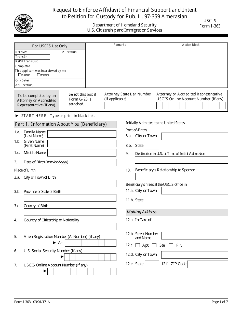 USCIS Form I-363 - Fill Out, Sign Online and Download Fillable PDF ...