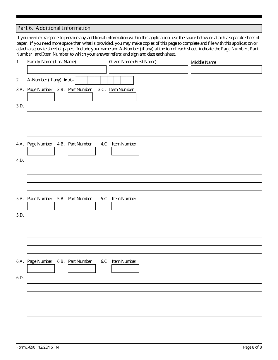 USCIS Form I-690 Application for Waiver of Grounds of Inadmissibility, Page 8